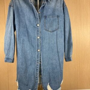 Missguided Tall Denim Duster / Long Denim Shacket | Size US 4 (fits like large)